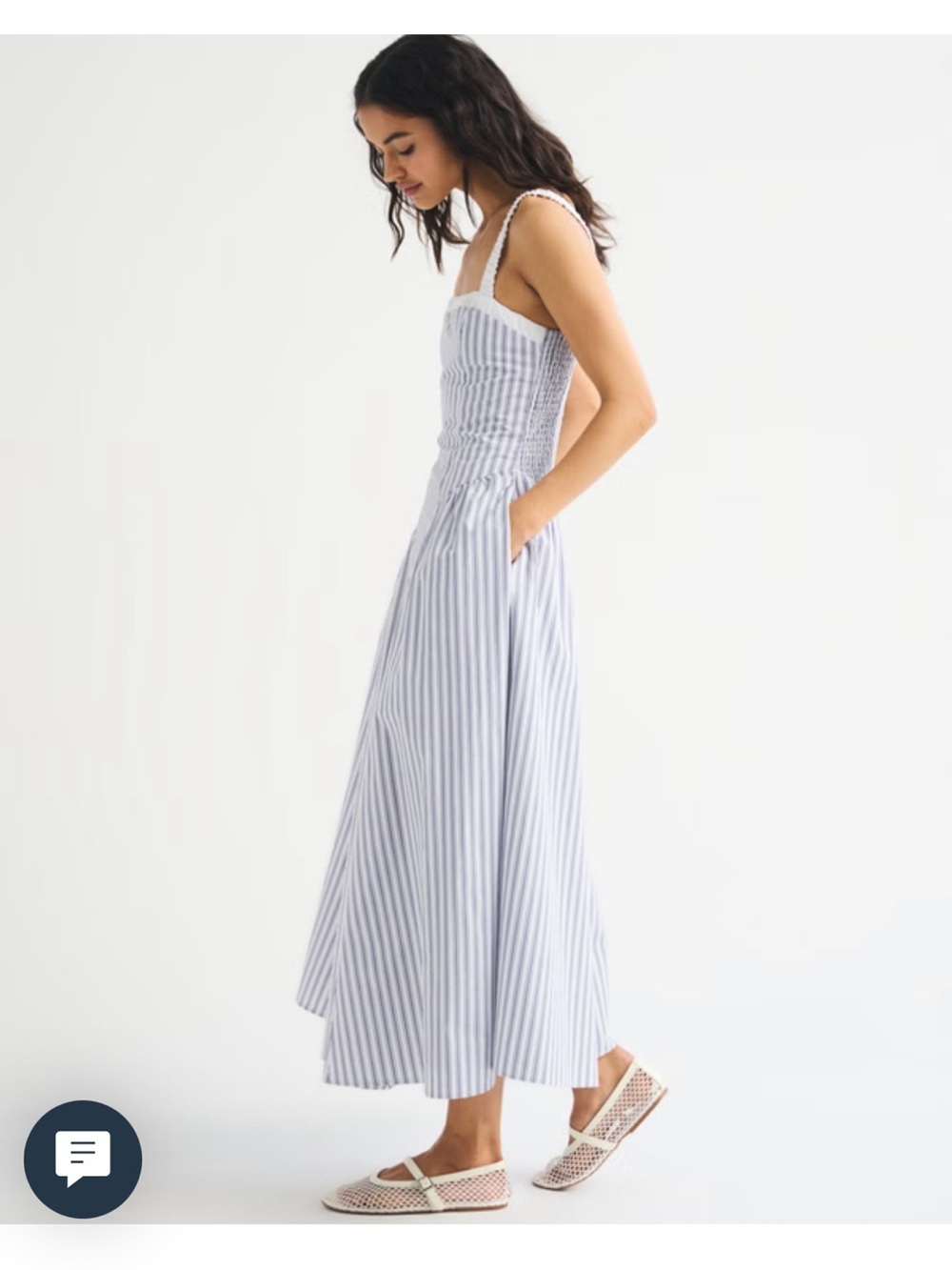 Abercrombie & Fitch Blue and White Striped Midi Dress
